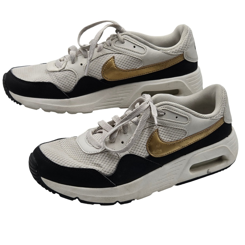 Nike Air Max SC Sneakers Womens 8.5 White Black Gold Athletic Casual CW4842-008